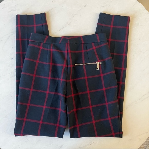 Zara Navy and Red Plaid Trousers - Picture 4 of 4